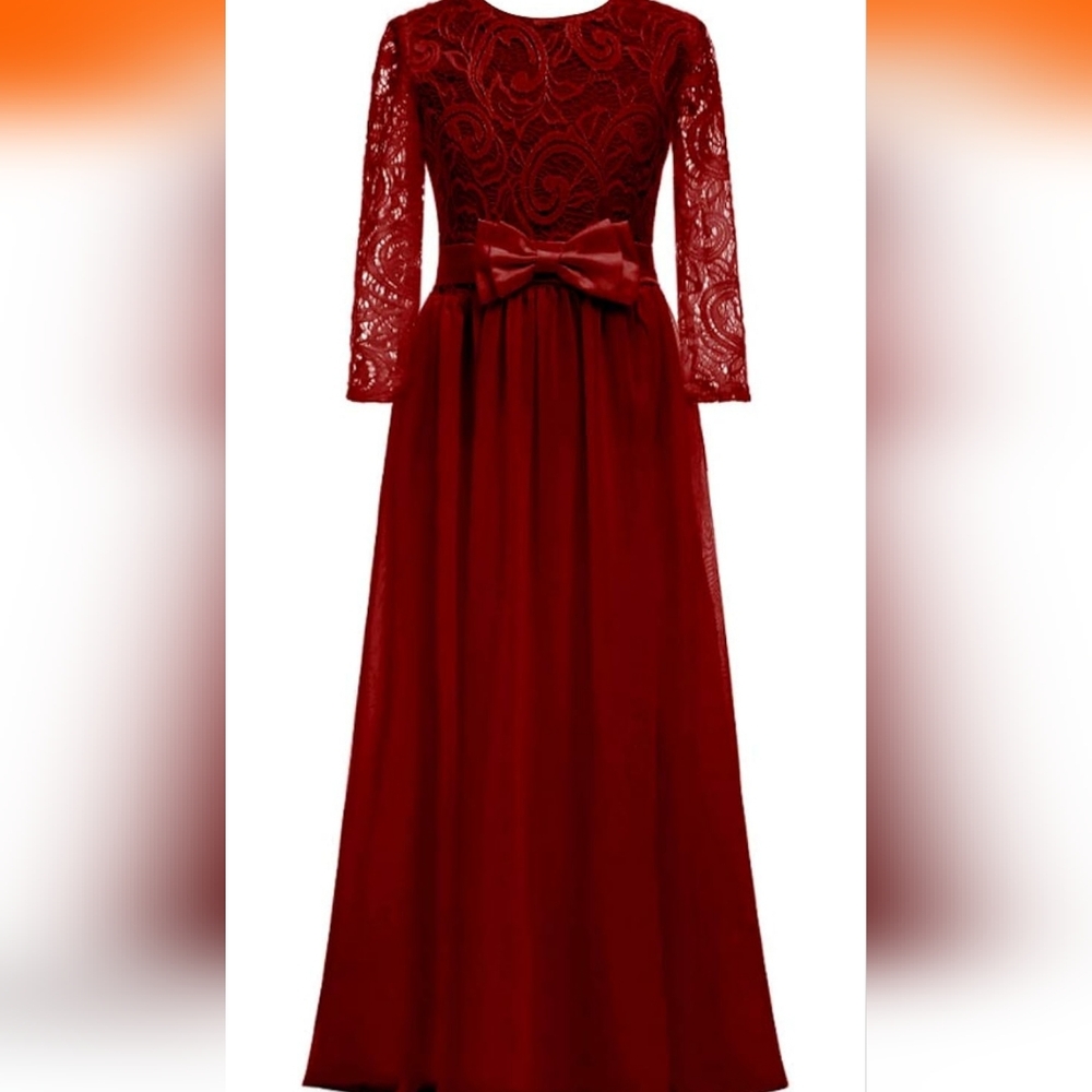 ABAO SISTER Red Dress Boho Chiffon A-line Size 10